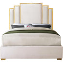 Meridian Hugo Cream Velvet King Bed IMAGE 3