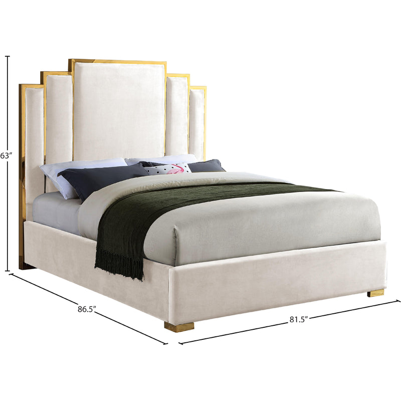 Meridian Hugo Cream Velvet King Bed IMAGE 4