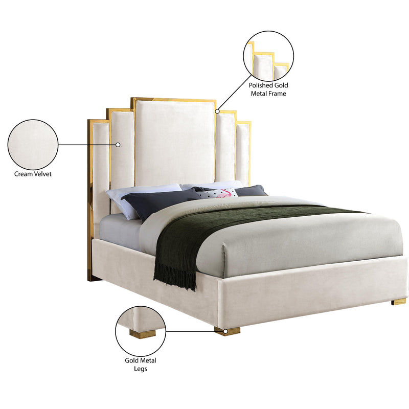 Meridian Hugo Cream Velvet King Bed IMAGE 5