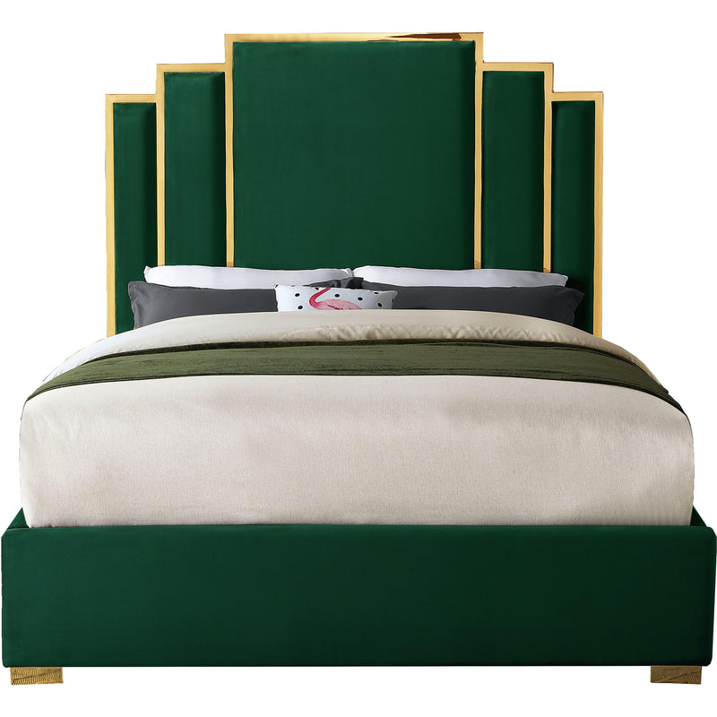 Meridian Hugo Green Velvet King Bed IMAGE 3