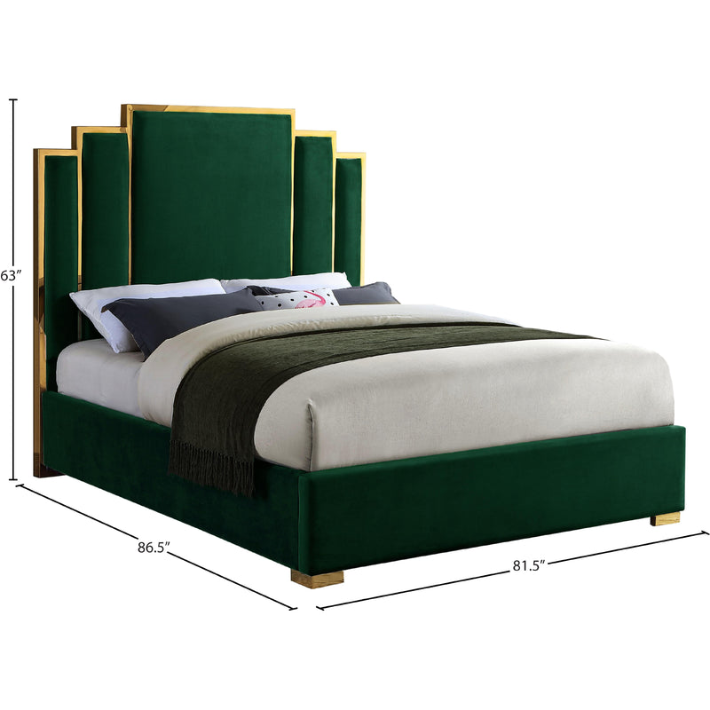 Meridian Hugo Green Velvet King Bed IMAGE 4