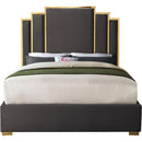 Meridian Hugo Grey Velvet King Bed IMAGE 3