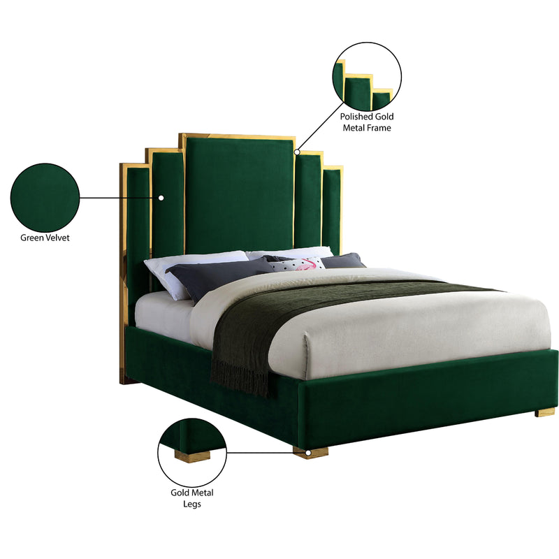 Meridian Hugo Green Velvet Queen Bed IMAGE 5