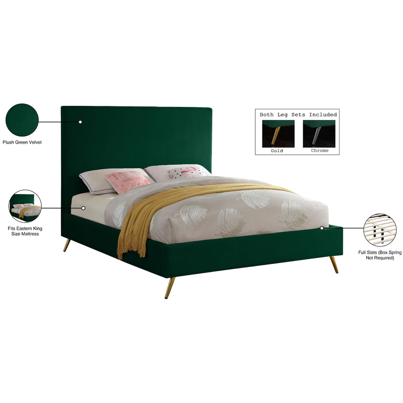 Meridian Jasmine Green Velvet King Bed IMAGE 10