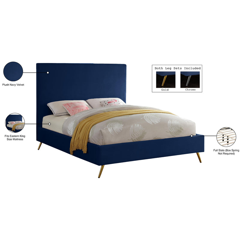 Meridian Jasmine Navy Velvet King Bed IMAGE 10