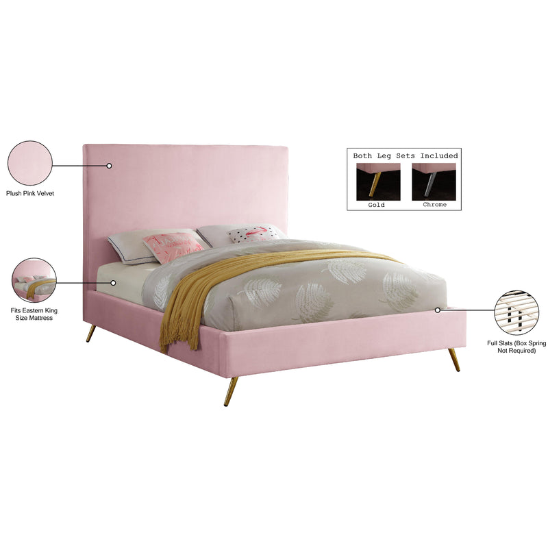 Meridian Jasmine Pink Velvet King Bed IMAGE 10