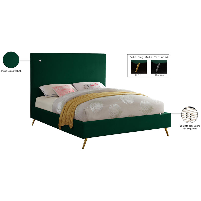 Meridian Jasmine Green Velvet Queen Bed IMAGE 10