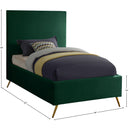 Meridian Jasmine Green Velvet Twin Bed IMAGE 3