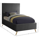 Meridian Jasmine Grey Velvet Twin Bed IMAGE 3