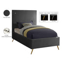 Meridian Jasmine Grey Velvet Twin Bed IMAGE 4