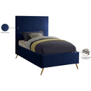 Meridian Jasmine Navy Velvet Twin Bed IMAGE 4
