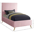 Meridian Jasmine Pink Velvet Twin Bed IMAGE 3