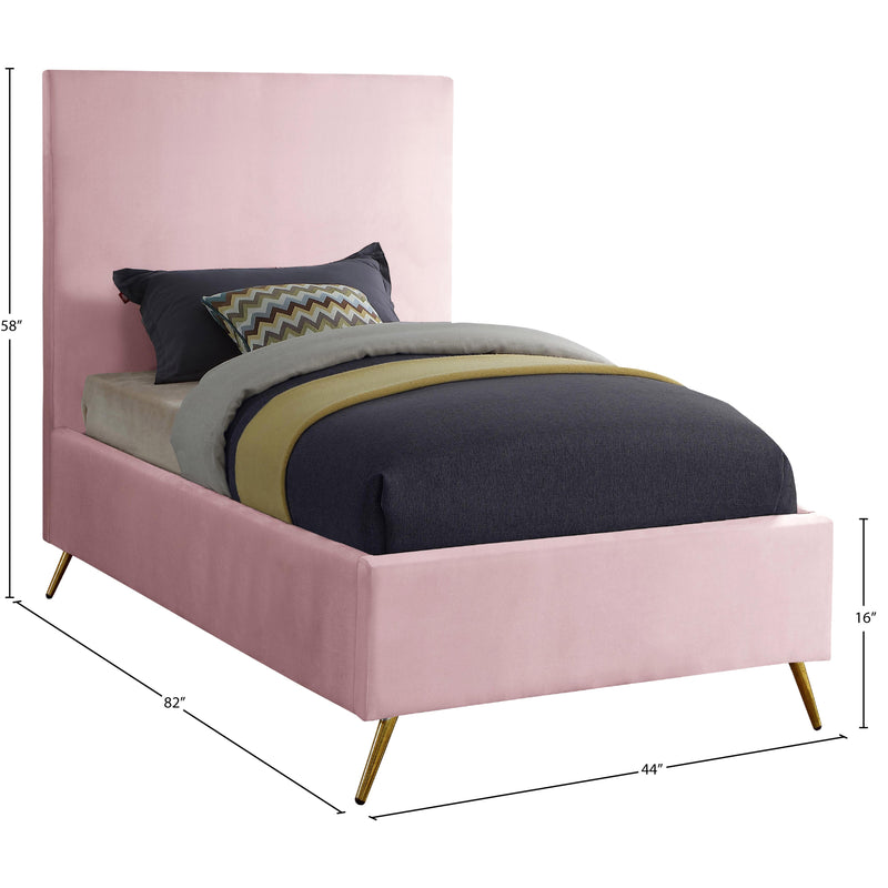 Meridian Jasmine Pink Velvet Twin Bed IMAGE 3
