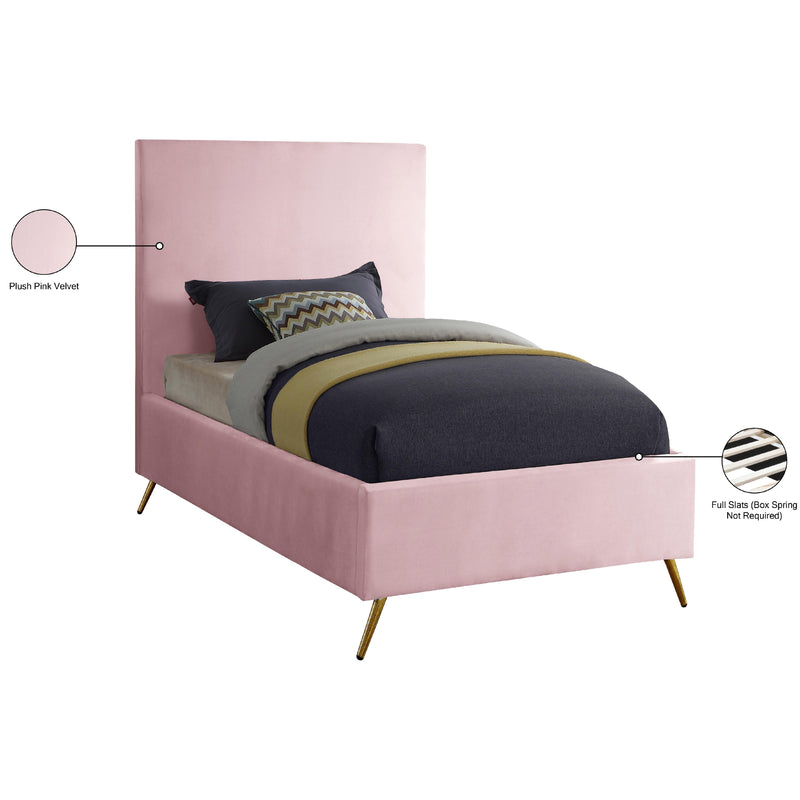 Meridian Jasmine Pink Velvet Twin Bed IMAGE 4