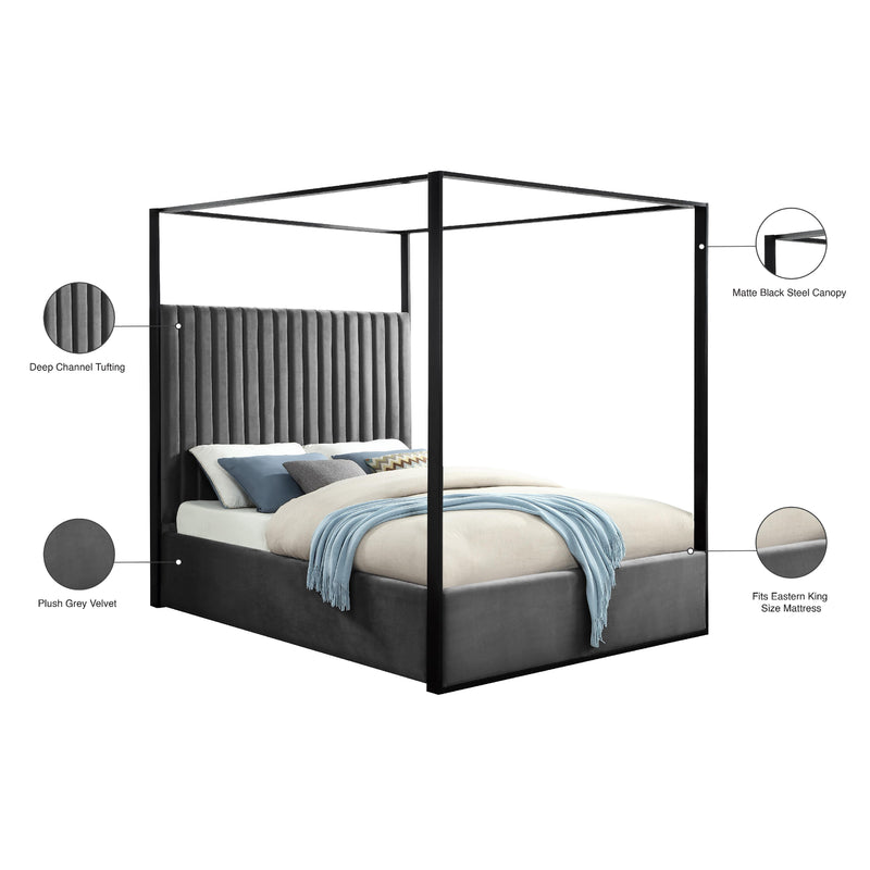 Meridian Jax Grey Velvet King Bed IMAGE 6