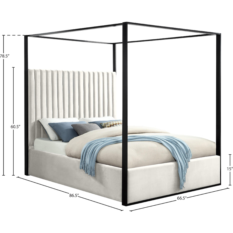 Meridian Jax Cream Velvet Queen Bed IMAGE 5