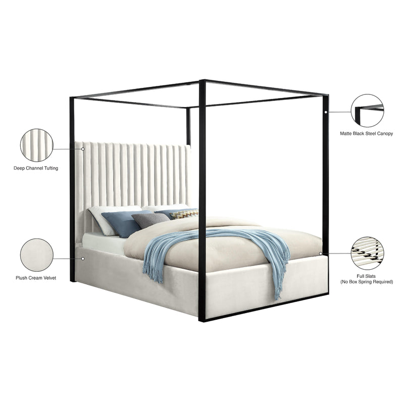 Meridian Jax Cream Velvet Queen Bed IMAGE 6