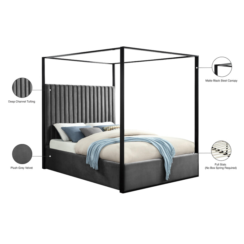 Meridian Jax Grey Velvet Queen Bed IMAGE 6