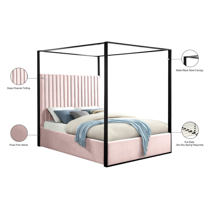 Meridian Jax Pink Velvet Queen Bed IMAGE 6