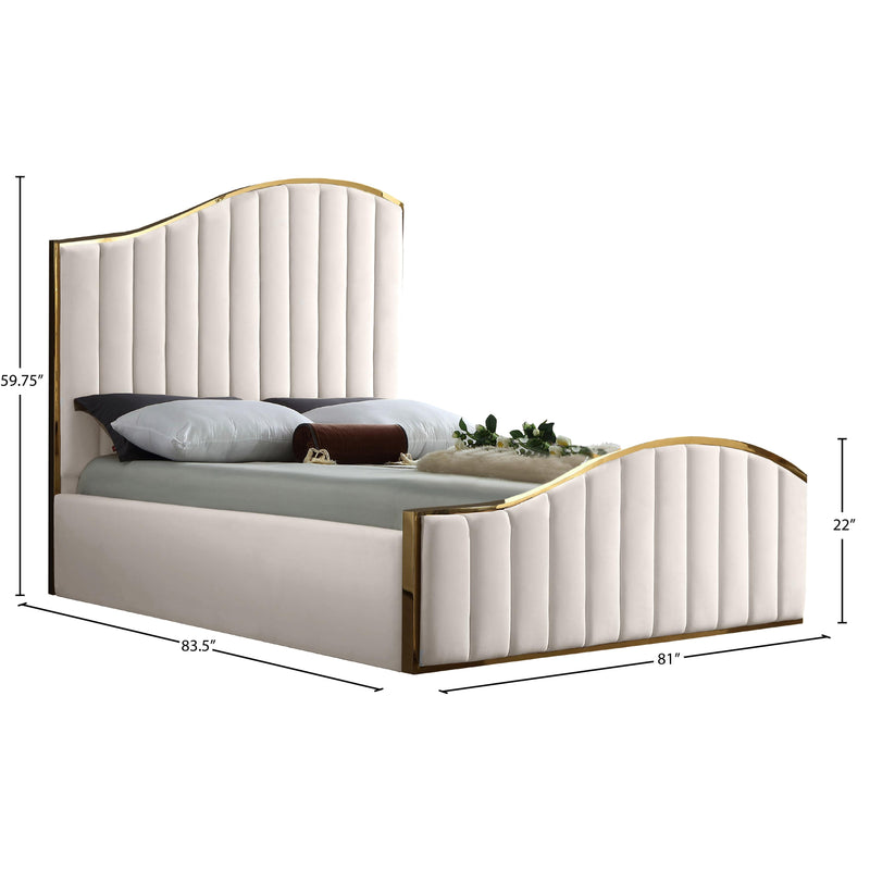 Meridian Jolie Cream Velvet King Bed (3 Boxes) IMAGE 4