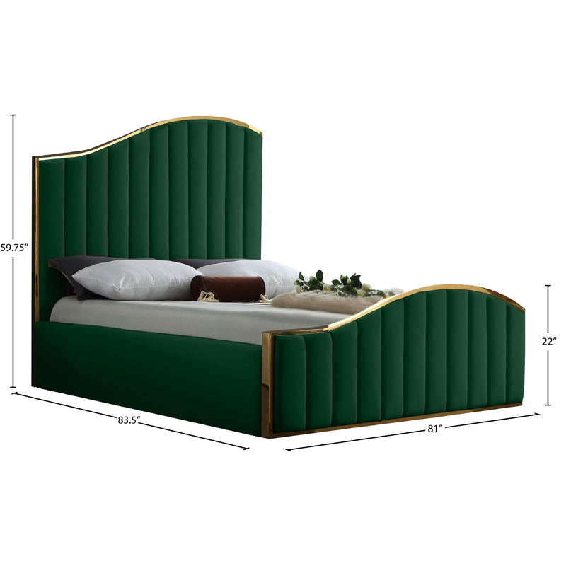 Meridian Jolie Green Velvet King Bed (3 Boxes) IMAGE 4