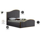 Meridian Jolie Grey Velvet King Bed (3 Boxes) IMAGE 5