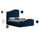 Meridian Jolie Navy Velvet King Bed (3 Boxes) IMAGE 5