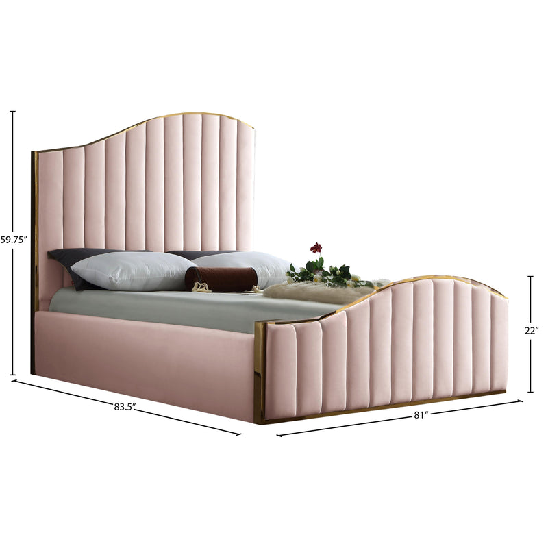 Meridian Jolie Pink Velvet King Bed (3 Boxes) IMAGE 4