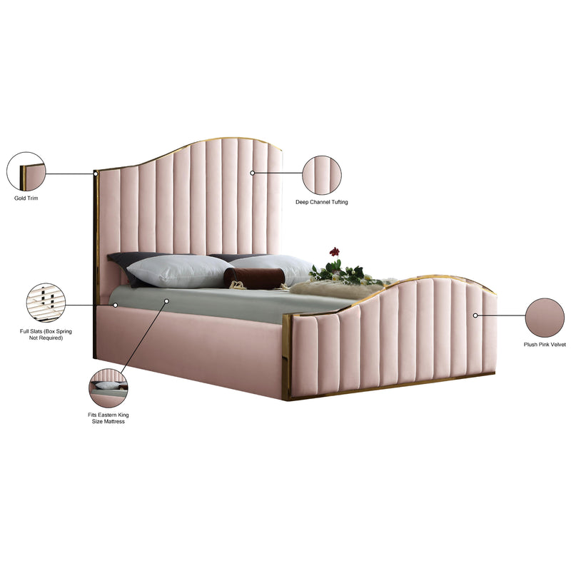Meridian Jolie Pink Velvet King Bed (3 Boxes) IMAGE 5