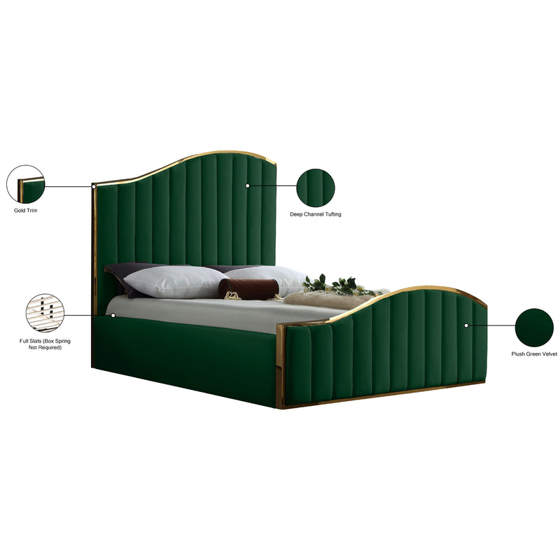 Meridian Jolie Green Velvet Queen Bed (3 Boxes) IMAGE 5