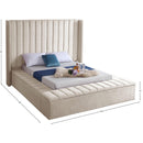 Meridian Kiki Cream Velvet Full Bed (3 Boxes) IMAGE 9