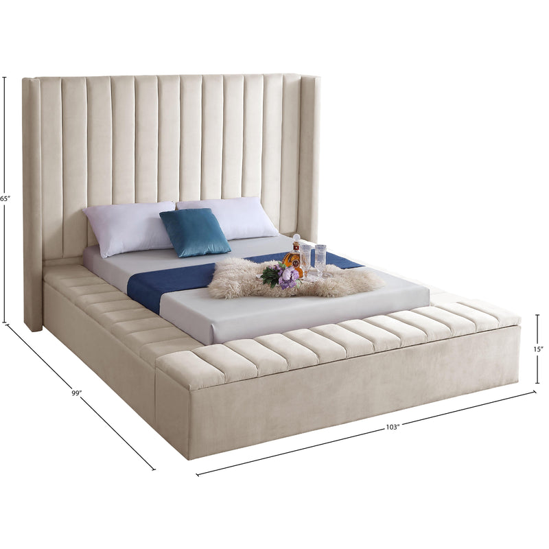 Meridian Kiki Cream Velvet King Bed (3 Boxes) IMAGE 9