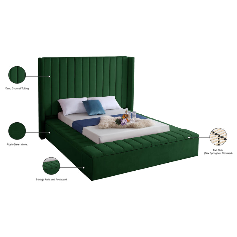 Meridian Kiki Green Velvet King Bed (3 Boxes) IMAGE 10