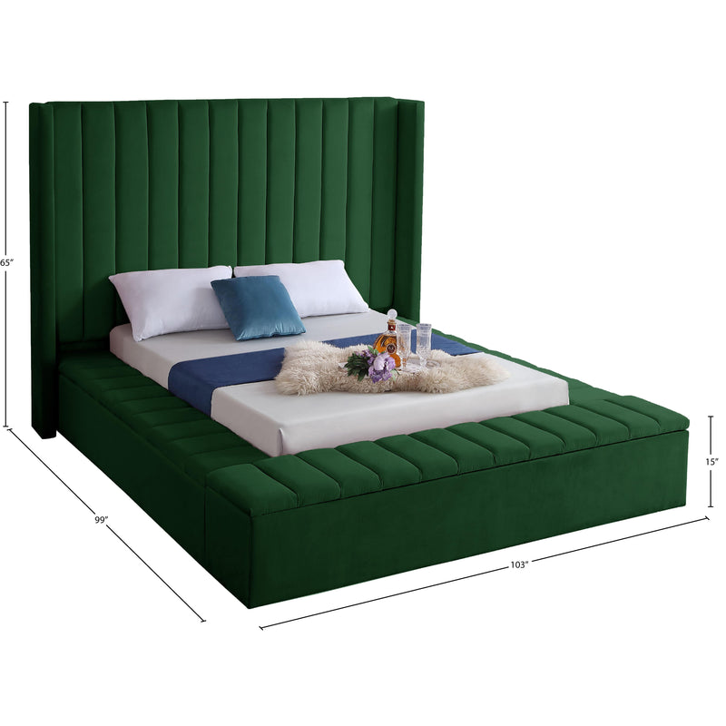Meridian Kiki Green Velvet King Bed (3 Boxes) IMAGE 9
