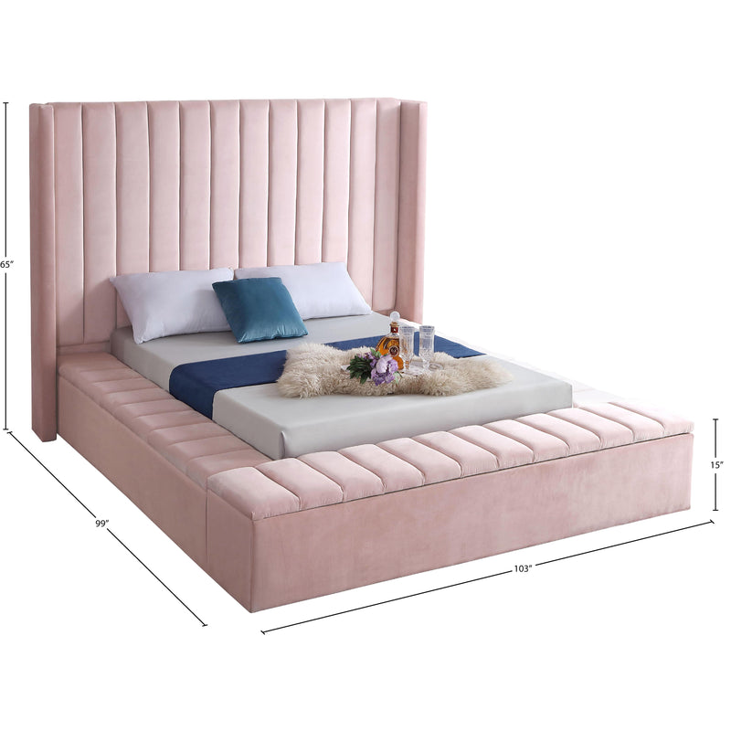 Meridian Kiki Pink Velvet King Bed (3 Boxes) IMAGE 9