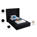 Meridian Kiki Black Velvet Twin Bed (3 Boxes) IMAGE 10