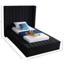 Meridian Kiki Black Velvet Twin Bed (3 Boxes) IMAGE 9