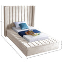 Meridian Kiki Cream Velvet Twin Bed (3 Boxes) IMAGE 9