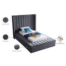 Meridian Kiki Grey Velvet Twin Bed (3 Boxes) IMAGE 10