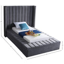 Meridian Kiki Grey Velvet Twin Bed (3 Boxes) IMAGE 9
