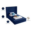 Meridian Kiki Navy Velvet Twin Bed (3 Boxes) IMAGE 10