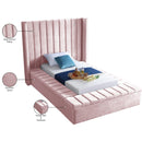 Meridian Kiki Pink Velvet Twin Bed (3 Boxes) IMAGE 10