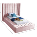 Meridian Kiki Pink Velvet Twin Bed (3 Boxes) IMAGE 9