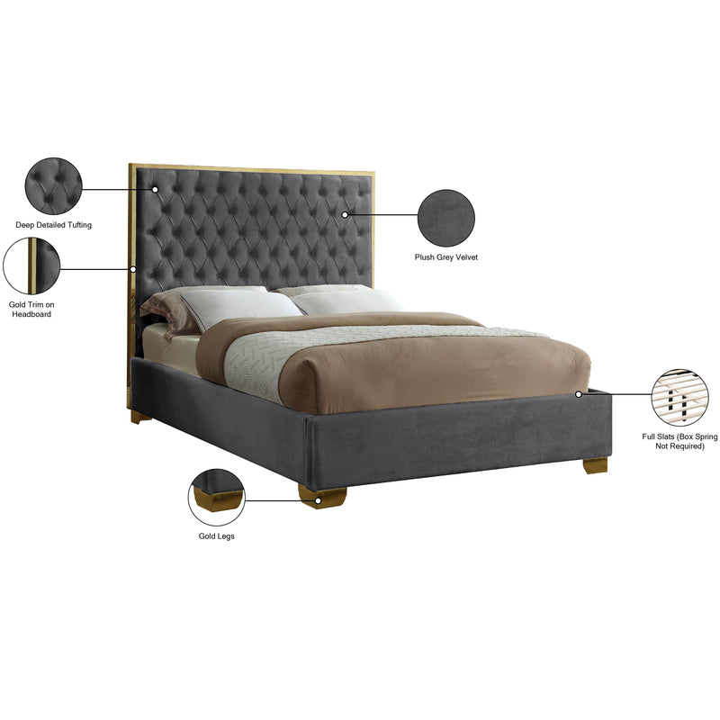 Meridian Lana Grey Velvet Full Bed IMAGE 4