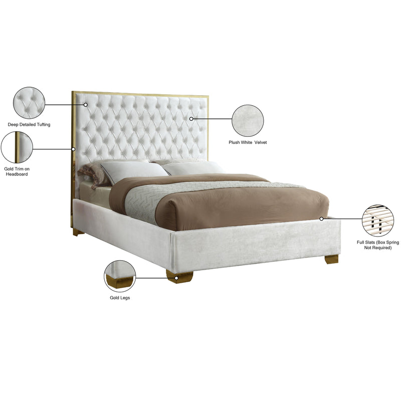 Meridian Lana White Velvet Full Bed IMAGE 4