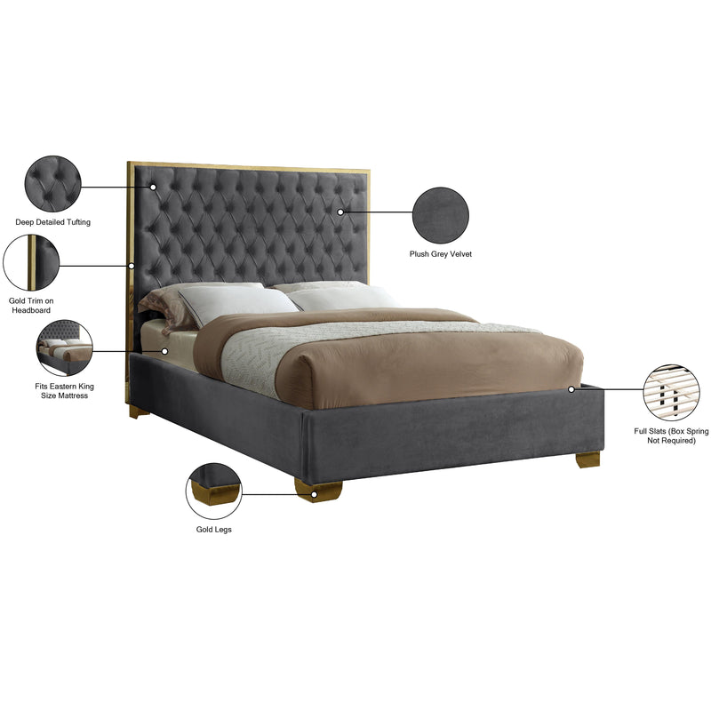 Meridian Lana Grey Velvet King Bed IMAGE 4