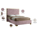 Meridian Lana Pink Velvet King Bed IMAGE 4
