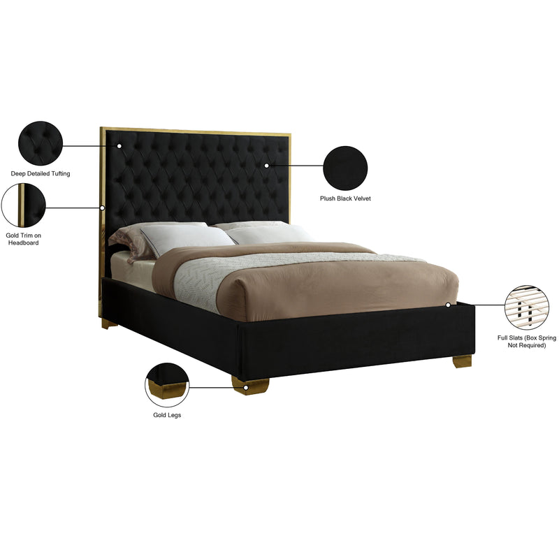 Meridian Lana Black Velvet Queen Bed IMAGE 4