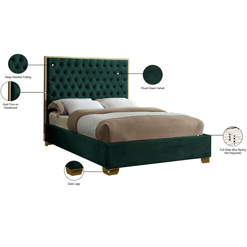 Meridian Lana Green Velvet Queen Bed IMAGE 4