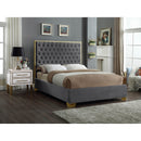 Meridian Lana Grey Velvet Queen Bed IMAGE 3